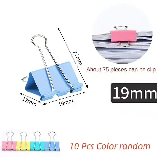 10Pcs Metal Paper Clip 15/19/25/32mm Color Paper Clip, Used for Books Stationery School Office Supplies office accessories