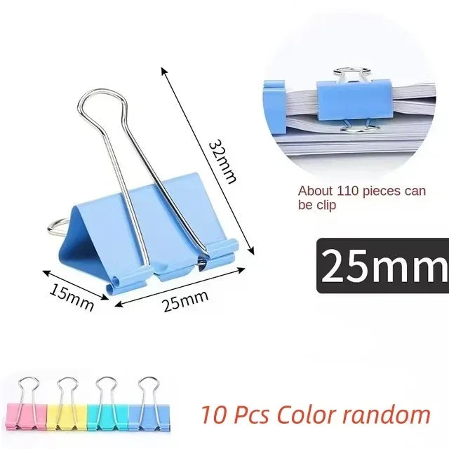 10Pcs Metal Paper Clip 15/19/25/32mm Color Paper Clip, Used for Books Stationery School Office Supplies office accessories