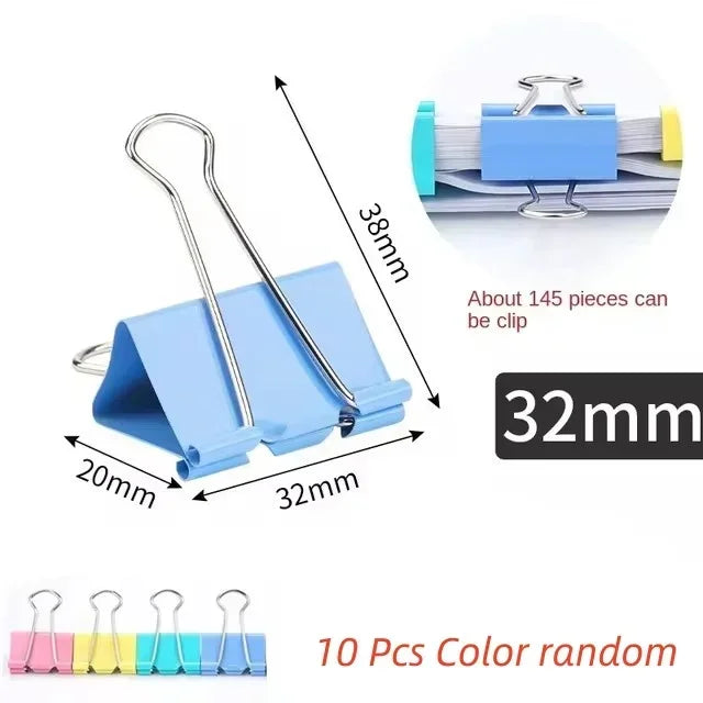 10Pcs Metal Paper Clip 15/19/25/32mm Color Paper Clip, Used for Books Stationery School Office Supplies office accessories