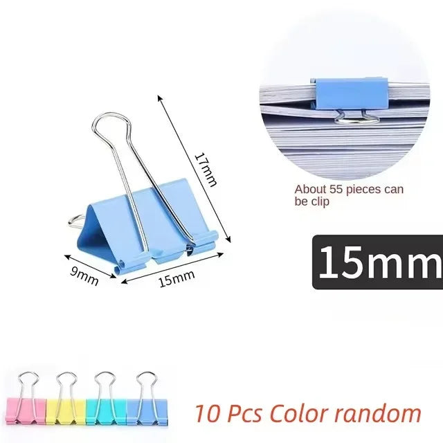 10Pcs Metal Paper Clip 15/19/25/32mm Color Paper Clip, Used for Books Stationery School Office Supplies office accessories